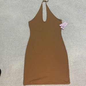Brown ribbed halter top dress, size medium, new with tags, wild fable